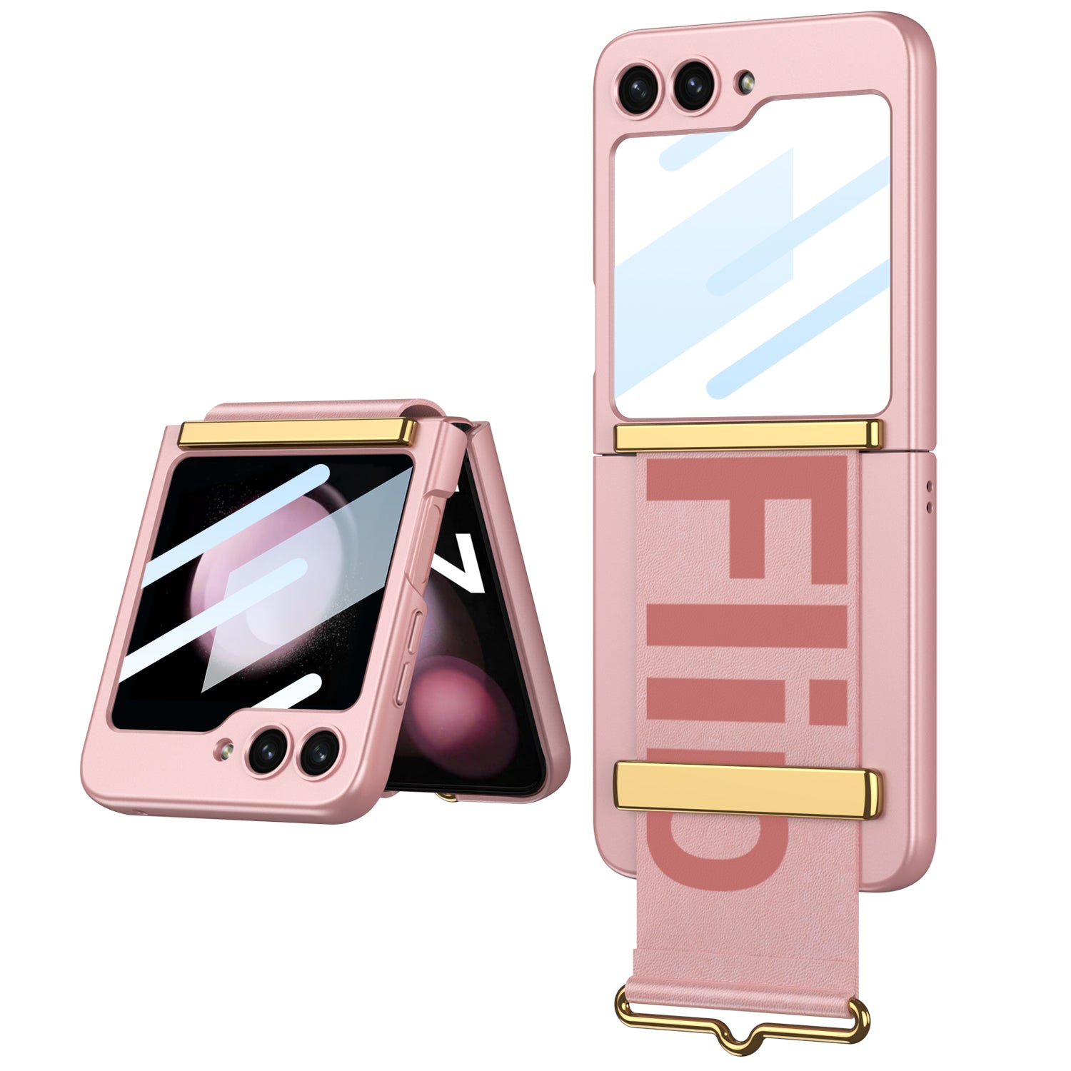 GKK For Samsung Galaxy Z Flip5 5G PC Ultra-Thin Case Wrist Band Kickstand Phone Cover with Tempered Glass Small Screen Film GKK For Samsung Galaxy Z Flip5 5G PC Ultra-Thin Case Wrist Band Kickstand Phone Cover with Tempered Glass Small Screen Film